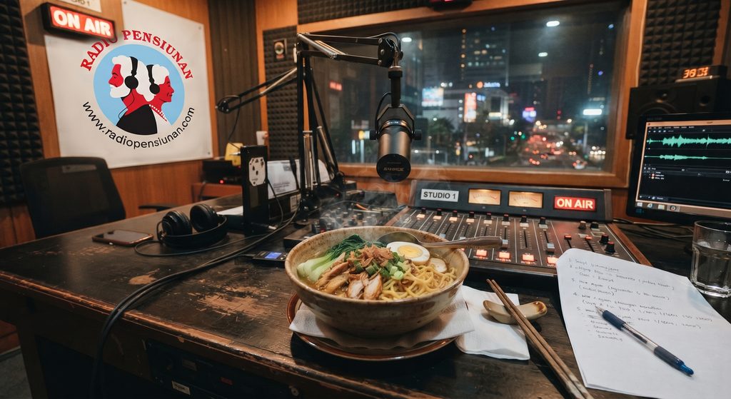 Hanya ilsutrasi semankok Mie di Studio. Aslinya nggak boleh ada makanan & minuman masuk studio